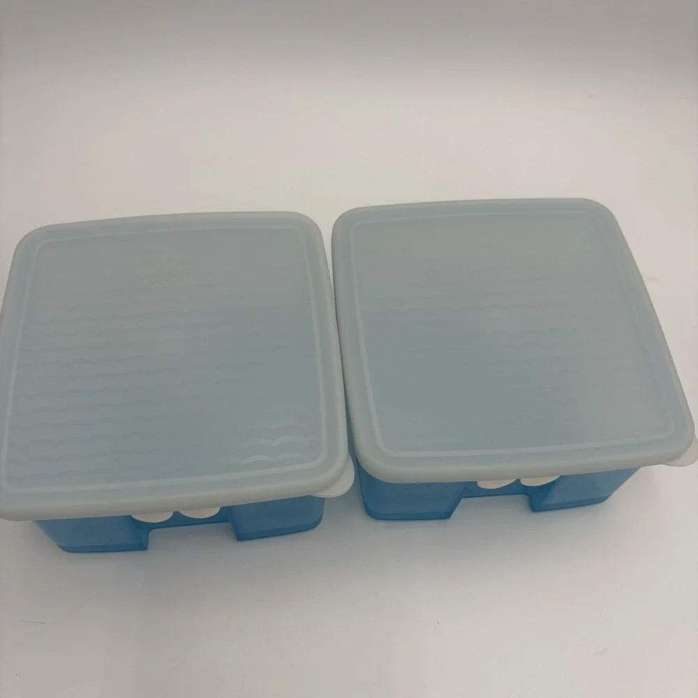Set Of 2 Tupperware Fridge‎ Smart Vented Produce Storage Container Blue 4.5 Cup